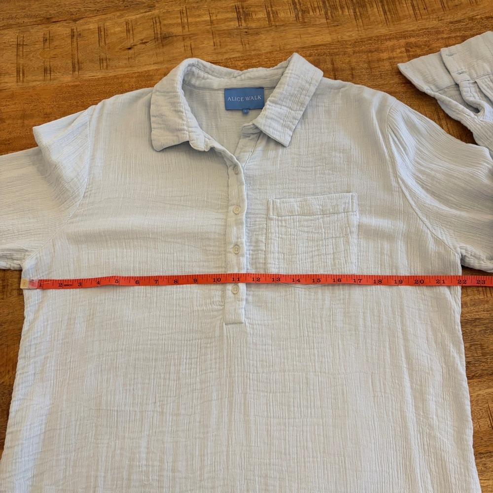 Alice Walk Cotton Gauze Shirt Dress L Coastal Beach Nautical Cover Up Light Blue - Picture 9 of 10
